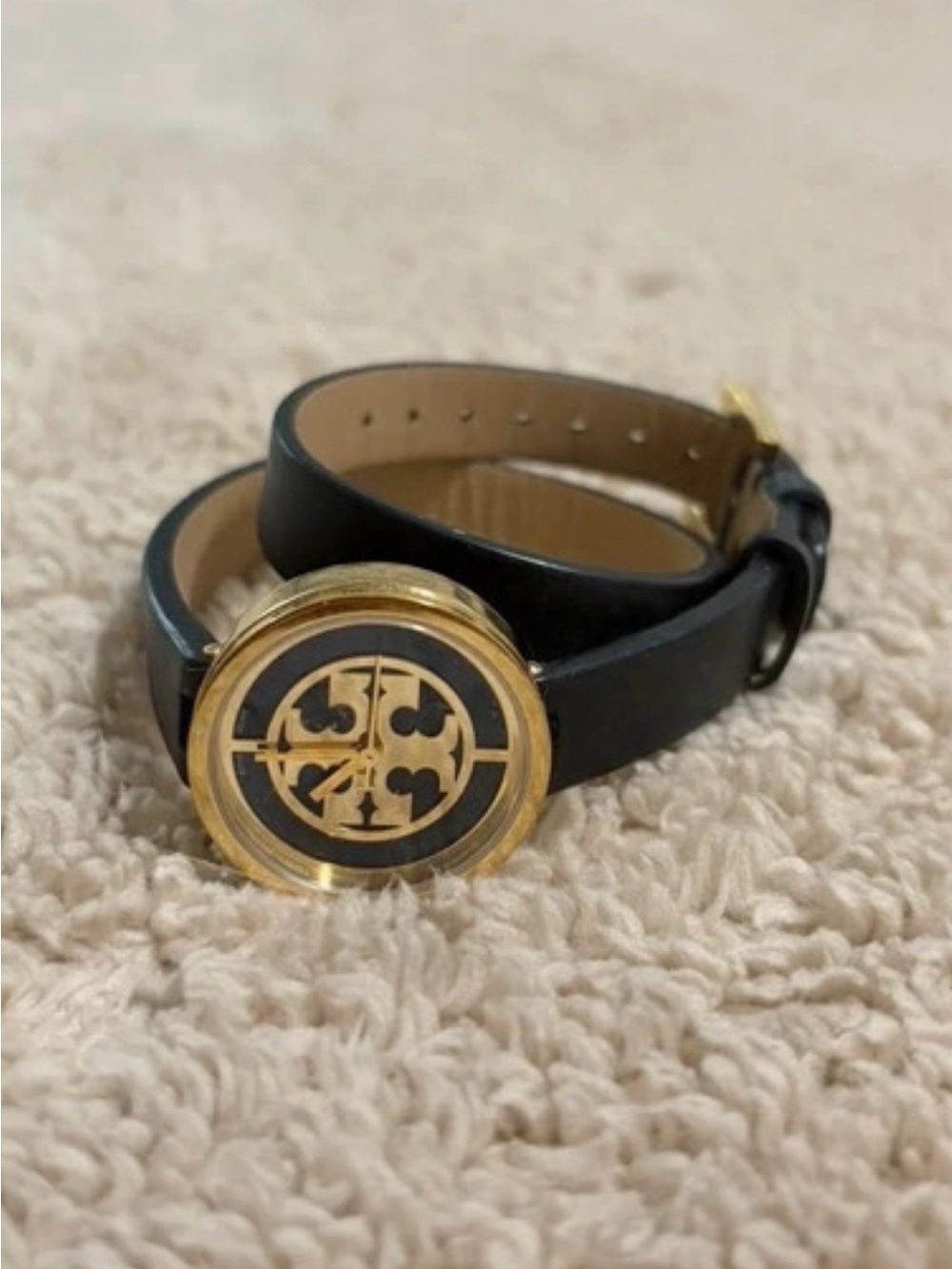 Tory Burch Gold Leather Wrap Bracelet Watch - Brand Unknown